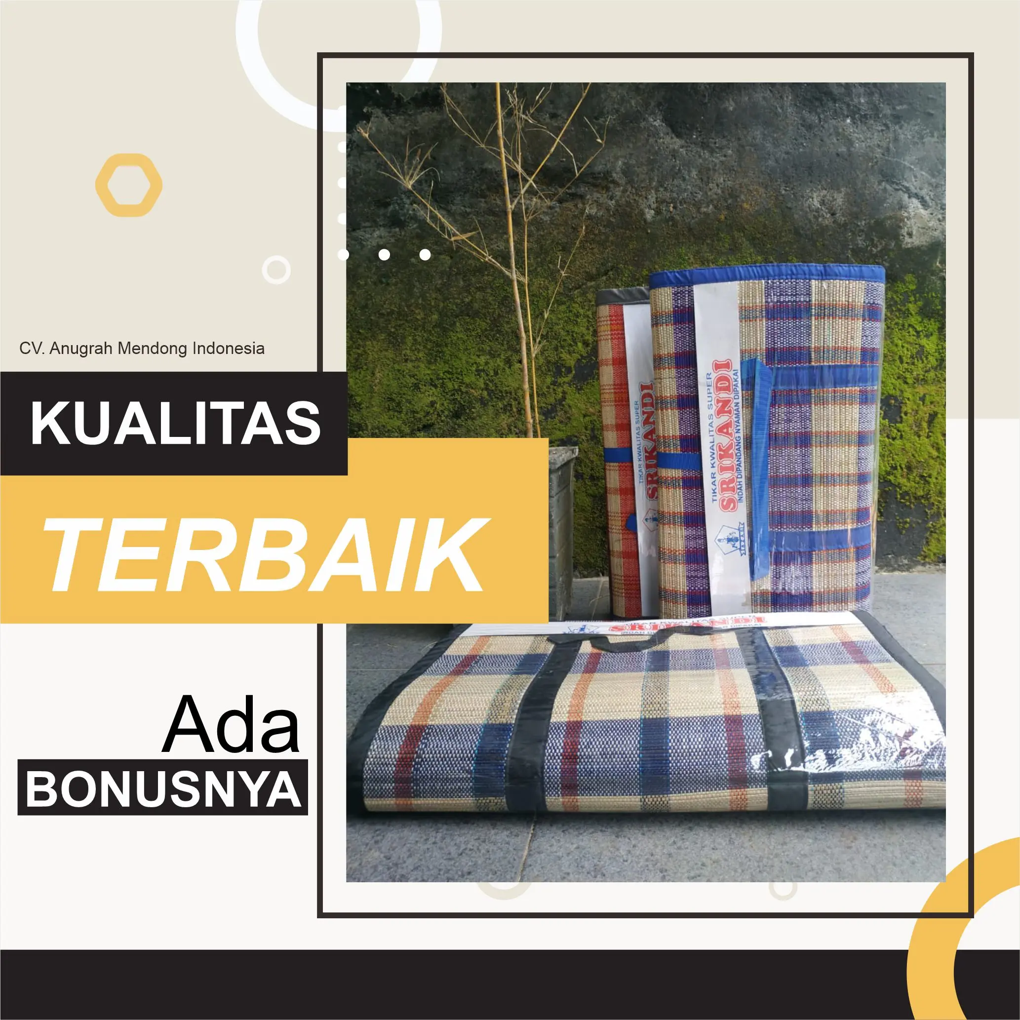 Tikar Lipat Piknik Jumbo 200 x 300 cm Anyaman Mendong Camping