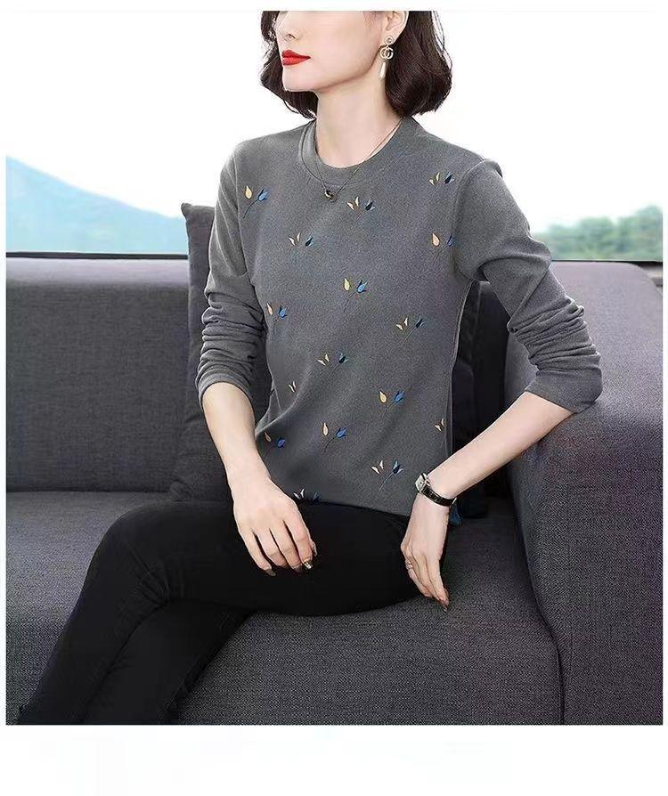 Product Introduction of Áo Thun Dài Tay, Thời Trang, Dành Cho Nữ, Mẹ TRUNG NIÊN, Áo Phong Cách Phương Tây, Dáng Rộng Vừa Vặn, Ngoại Cỡ, Bó Sát, Cổ Tròn, Áo Sơ Mi Lớp Nền, Hàng Mới Về Năm 2024 13
