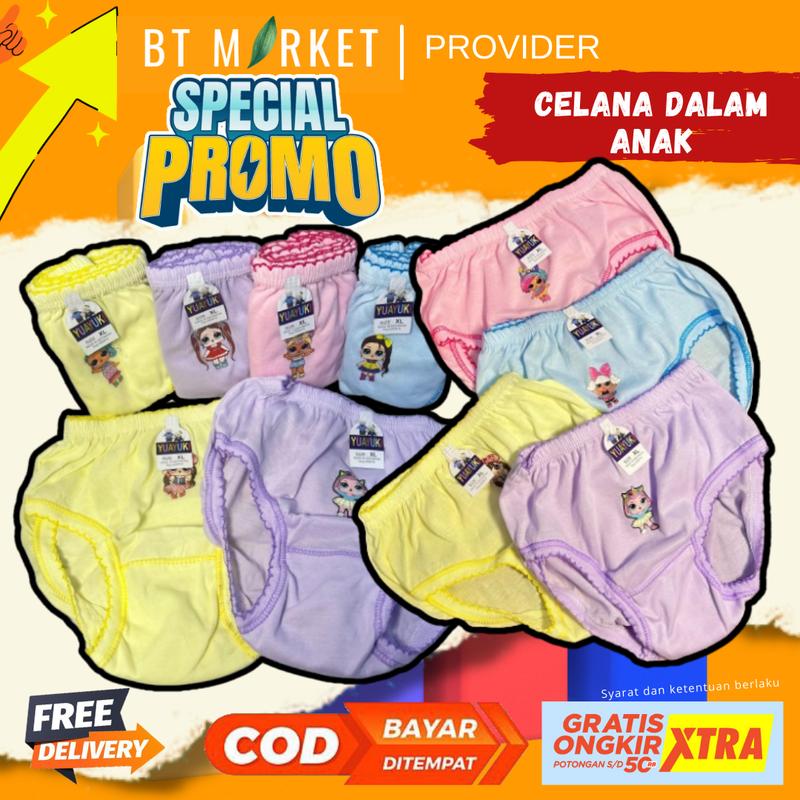 CELANA DALAM ANAK PEREMPUAN WARNA 1 ATAU 3 PCS KATUN HALUS 0