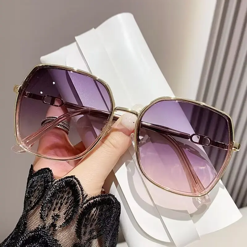 New Polarized Sunglasses For Women's Ultraviolet Large Frame Internet Celebrity Sunglasses Shiny Edges And High-end Driving Sunglasses