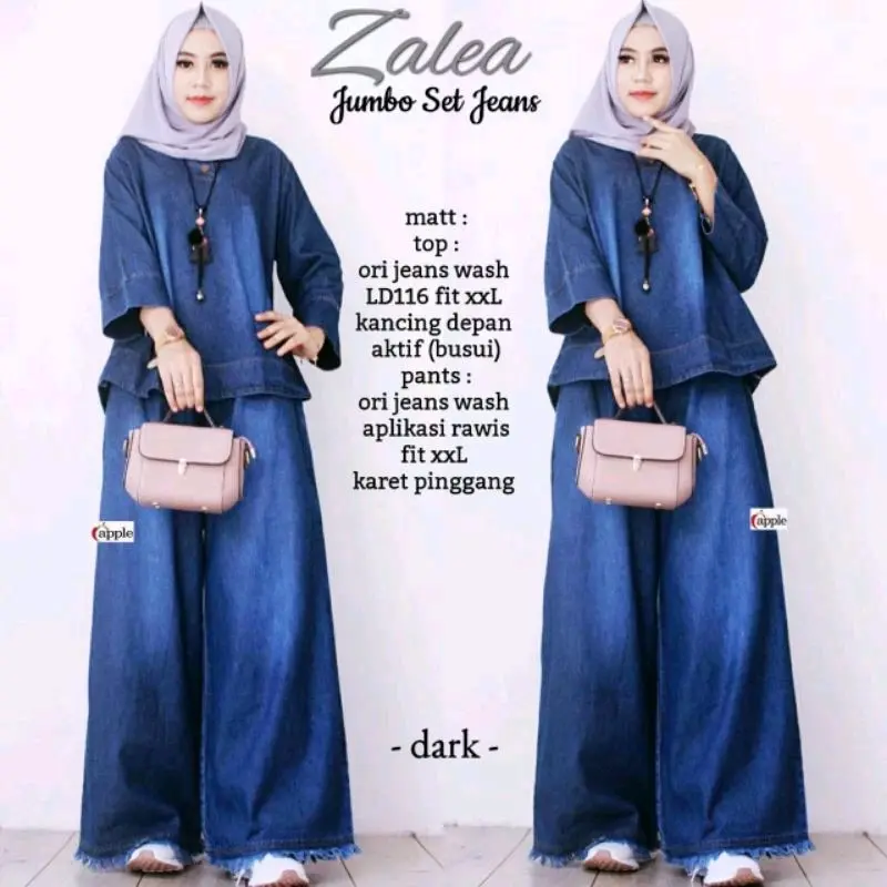 one set jeans Bisa COD Zalea set jeans || Setelan jeans Premium dengan 2 pilihan ukuran XL dan XXL || momogi set jeas 1