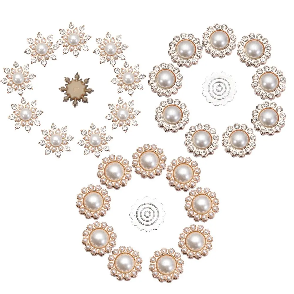 30PCS Apparel Sewing Flower-shaped  Rhinestone Buttons  Button Headwear Accessories  Hairpins