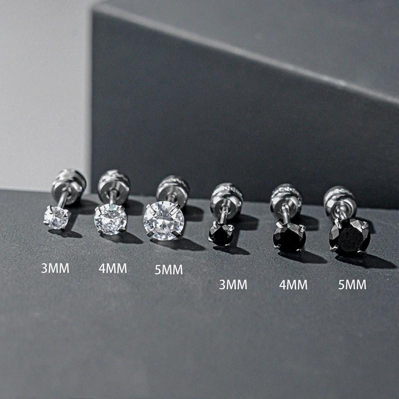 Bông Tai Zircon Titan Không Gỉ, Bộ 2 Chiếc, Dành Cho Nam Và Nữ