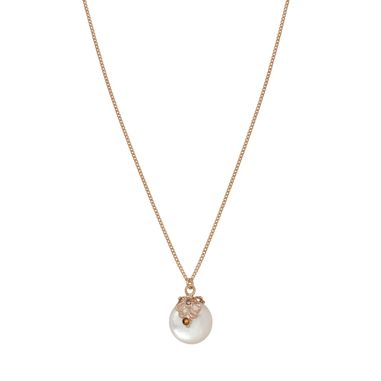 Satellite Paris Positano Mother-of-pearl & Delicate Crystal Adjustable Pendant Necklace in White