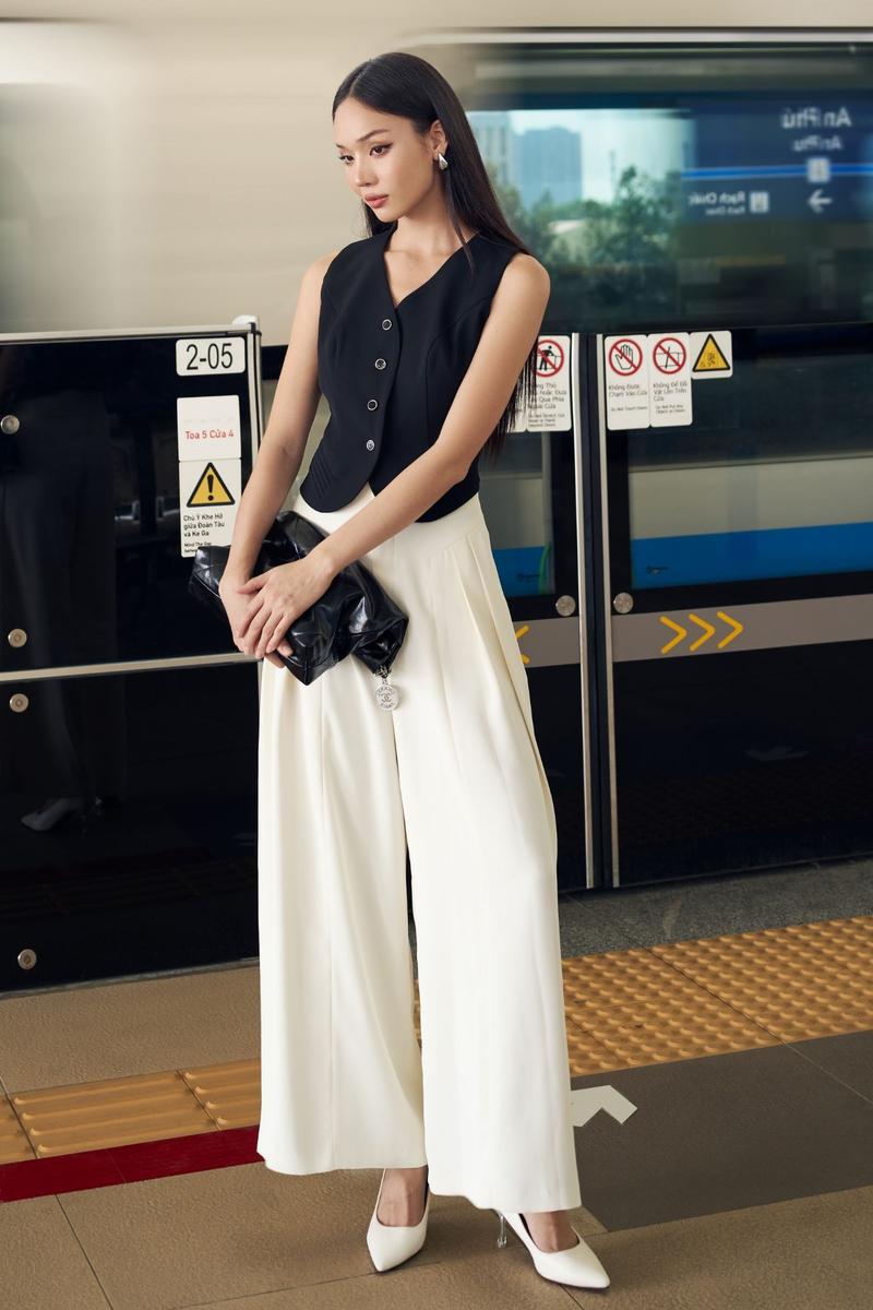 Product Introduction of Vella Fashion - Quần culottes nữ đen / trắng có túi VQ23140 7