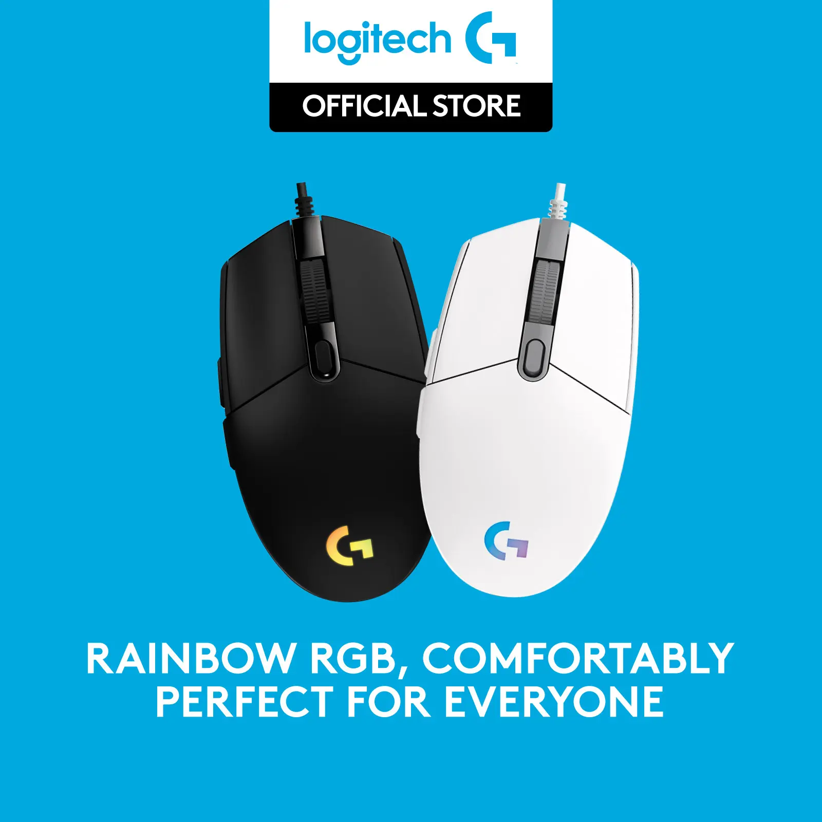Logitech G203 Mouse Gaming (PC/ Computer) Wired RGB Lightsync with Macro tersedia pilihan warna Black & White