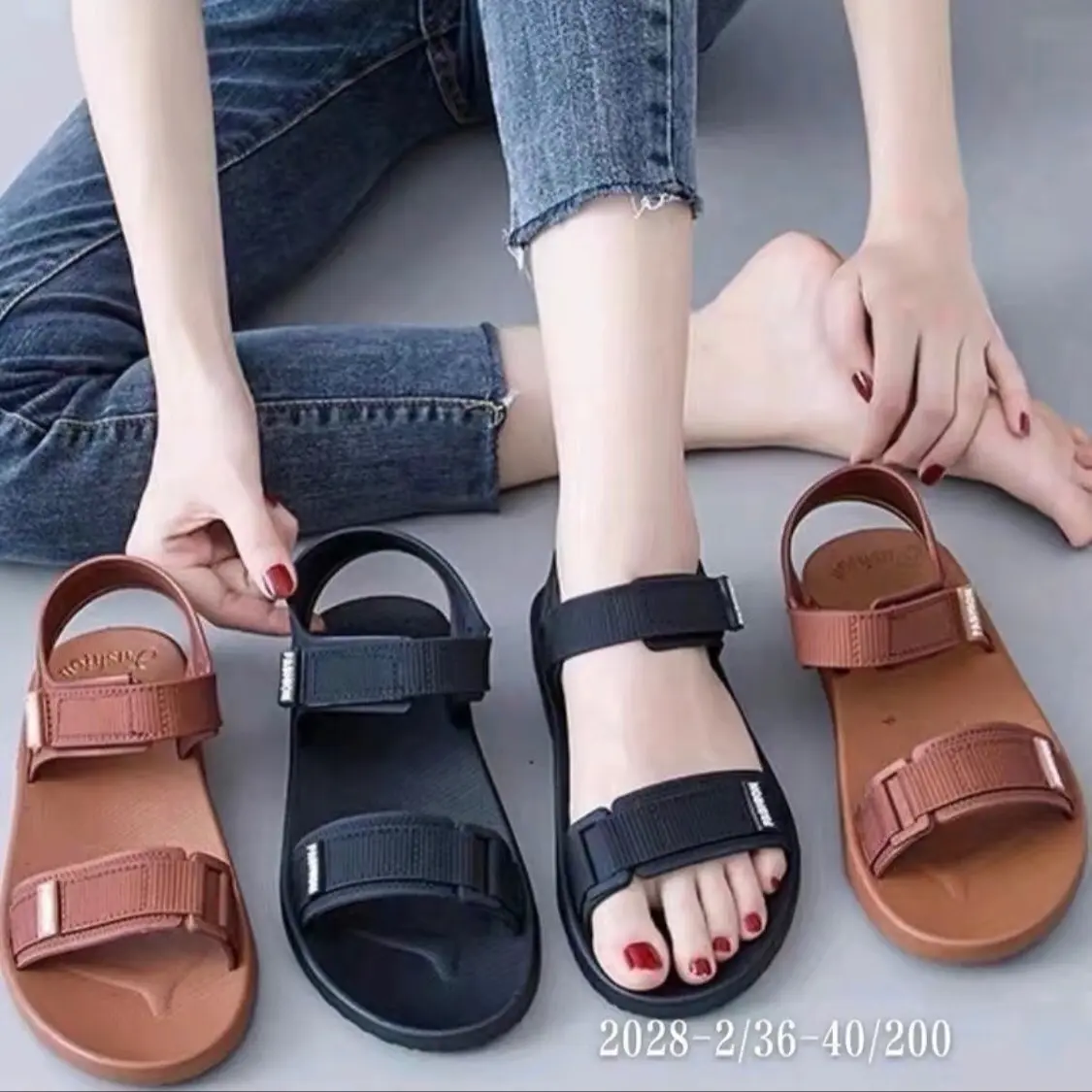 002 Giày sandal nhựa quai ngang chất liệu cao su, đi biển, đi mưa siêu bền chống trơn trượt. Shoes (tăng size) DéP Nhung