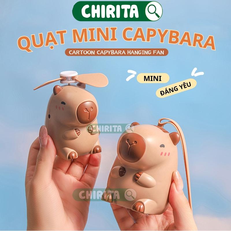 Quạt Cầm Tay Capybara Kèm Dây sạc Để Bàn Tiện Lợi Chirita