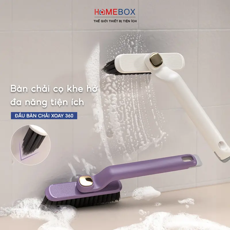 COMBO 3 Bàn chải chà sàn khe hở đa năng Chổi cọ sàn tích hợp kẹp gắp rác 2 trong 1 Cọ sạch khe hẹp góc tường Làm Sạch 0