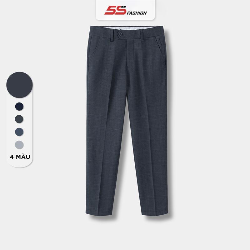 Quần Tây Nam 5S FASHION Chất Rayon, Phom Smartfit, Thiết Kế Dệt Kẻ Xước Caro Nổi Bật, Trẻ Trung (QAU23052) Menswear Pants Menswear Pants