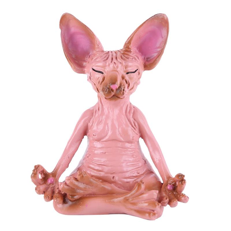 Product Introduction of Yoga Sphynx Cat Design Resin Statue, 1 Count Desktop Ornament for Living-room Office Desk, Desk Mini Sculpture for Home Decor Set 2