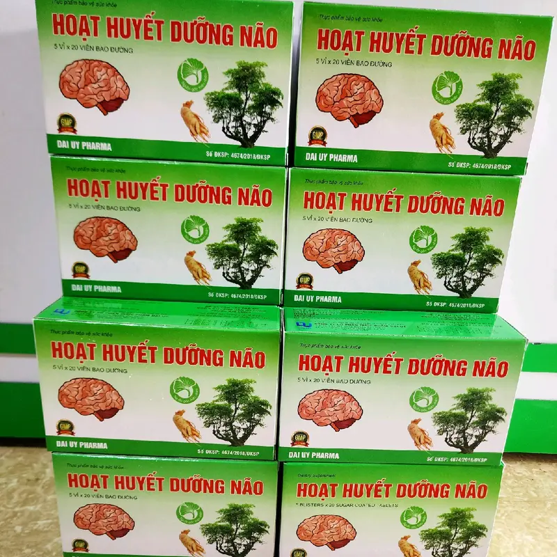 Combo 5 hộp hoạt huyết dùng cho người bị nhức đầu, hoa mắt, chóng mặt, mất ngủ - Hộp 5 vỉ 100 viên bao đường hoạt  huyết  dưỡng  não 1