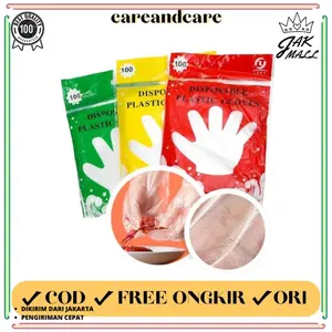 Sarung Tangan Plastik ( 1pack isi 100pc ) DISPOSABLE PLASTIC GLOVES JM