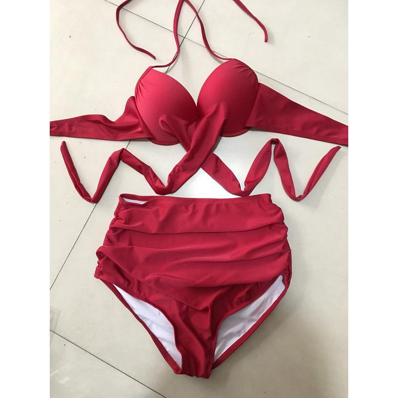 Product Introduction of Bikini, Đồ Bơi Nữ Đi Biển Hai Mảnh Gọng Chéo Quần Cạp Cao HM-055 19