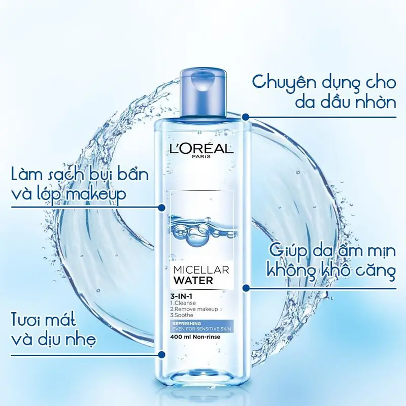 Nước Tẩy Trang L'Oréal Paris 3 In 1 Micellar Water Làm Tươi Mát Da 400Ml 6