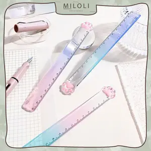 [MILOLI] 1Pcs TRANSPARANT CAT'S PAW RULER Penggaris 15cm Ruler Lucu - F0301