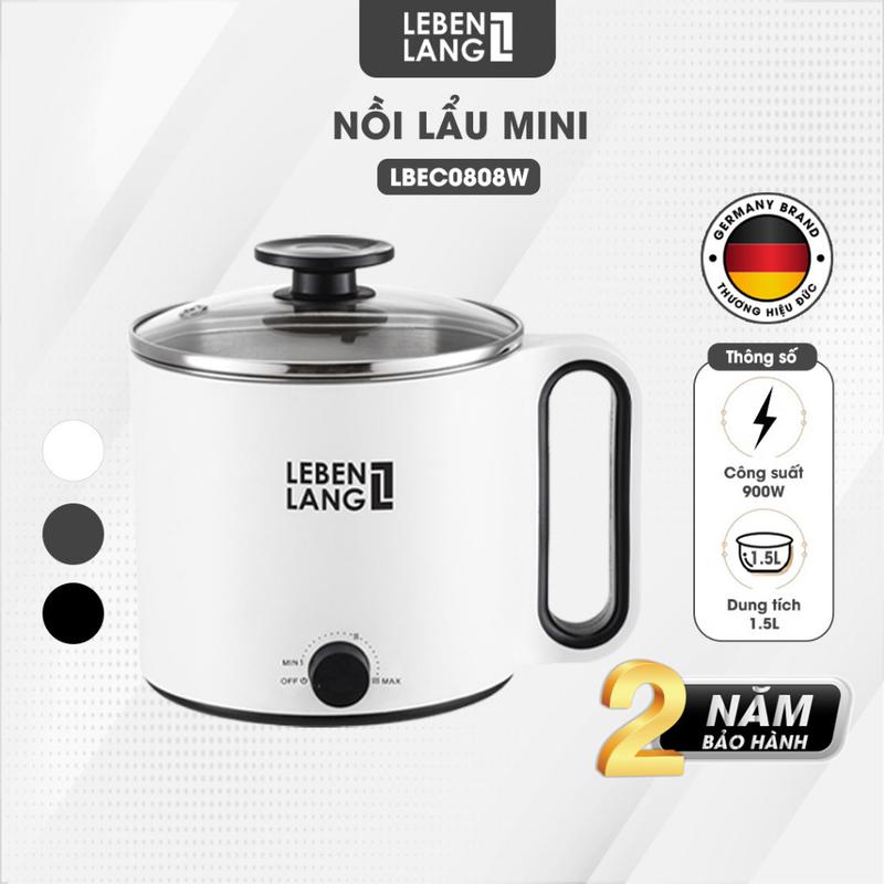 Nồi lẩu điện mini Lebenlang LBEC0808, 1500ml, bảo hành 2 năm - hàng chính hãng Nồi Điện Nấu Ăn