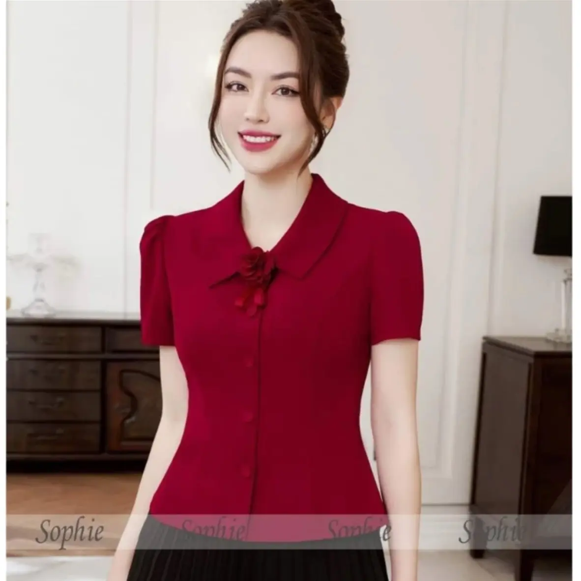 ÁO CÔNG SỞ THANH LỊCH TÔN DÁNG KẾT HOA SANG TRỌNG B8877