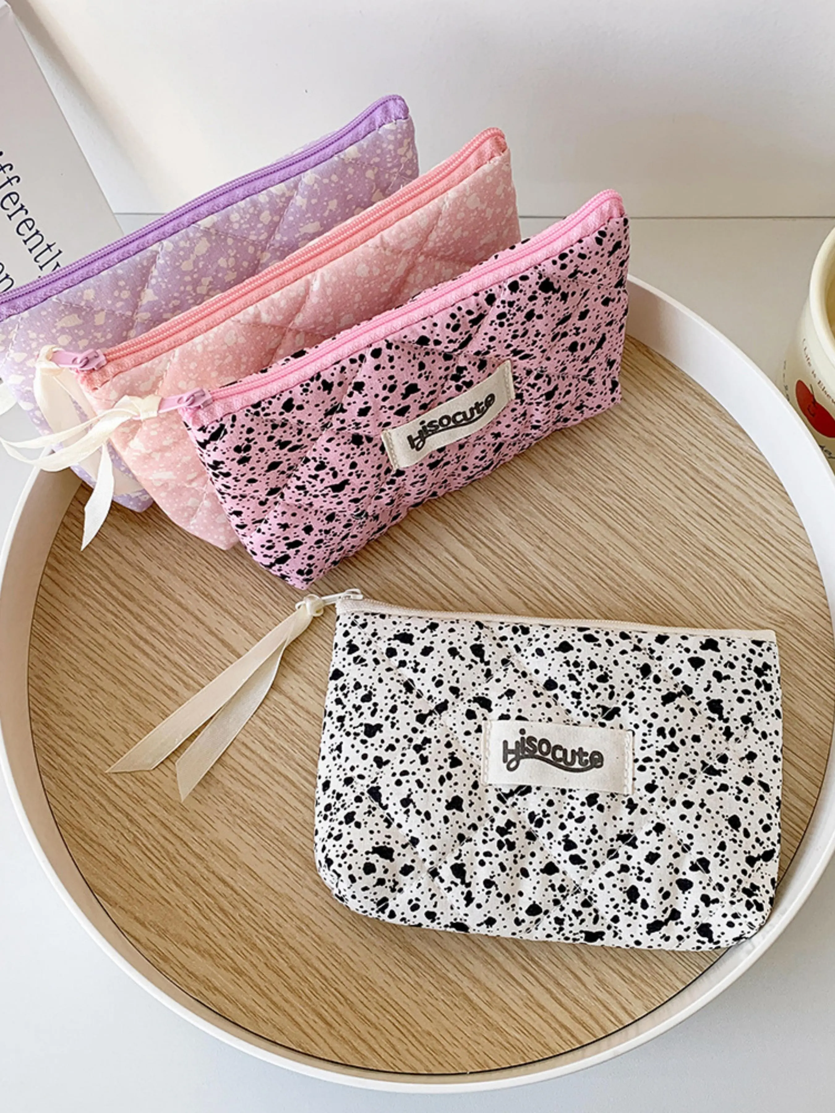 Quilted Coin Purse, Zipper Makeup Organizer Pouch, Cosmetic Storage Bag, Portable Makeup Bag for Women & Girls