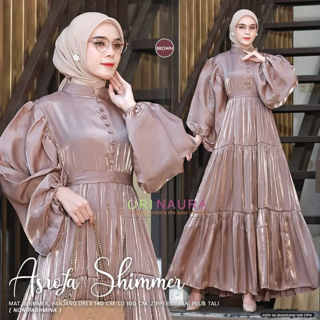 ASROVA SHIMMER DRESS TEBAL PREMIUM LENGAN BALLON BUSUI FRIENDLY GAMIS PESTA KONDANGAN TERBARU Muslim Mewah Wanita Dewasa Lebaran Balon Gaun Remaja