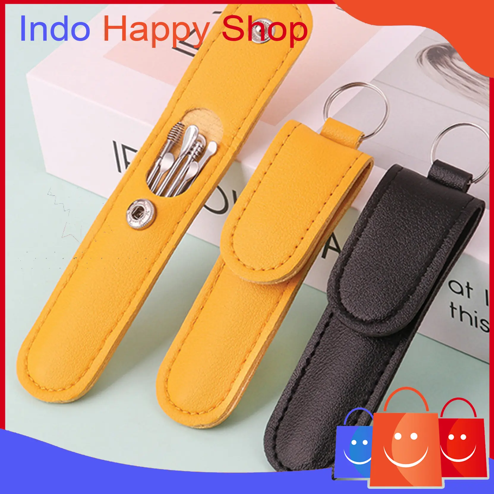 Pembersih Telinga Korek Kuping Ear Wax Picker Set 6pcs Stainless Steel Anti Karat Free Pouch Removal 860