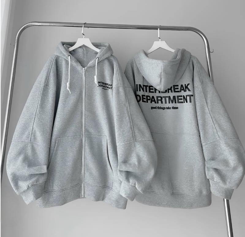Áo Khoác Hoodie Nỉ Zip Nam Nữ  IN Chữ Nón 2 Lớp Tay Phong Rộng Đẹp Top Jacket Women