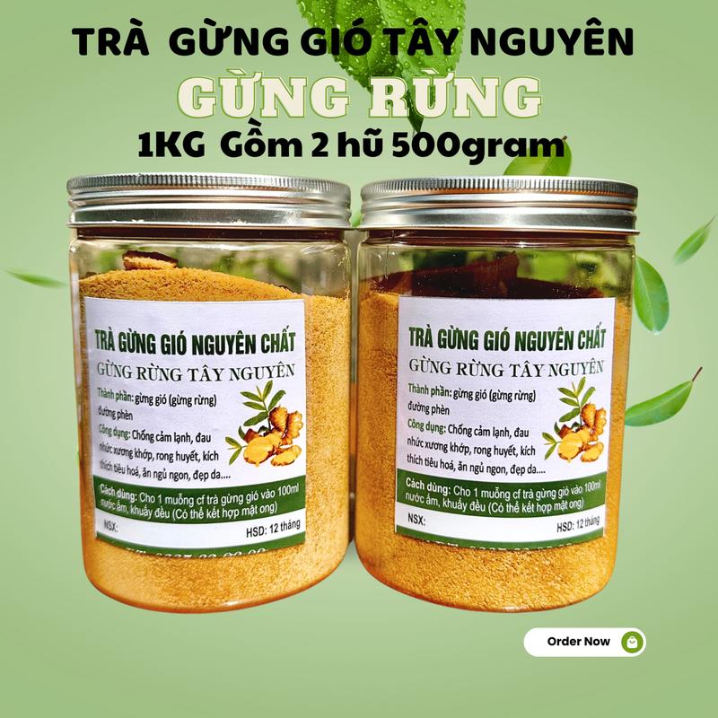 1KG 2 Hũ 500gr Trà Gừng Gió Nguyên chất - Gừng Rừng Tây Nguyên