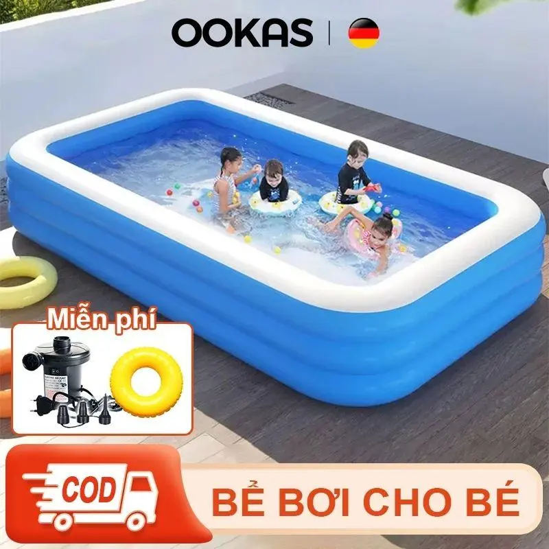 【Flash sale】Bể Bơi Cho Bé 3 Tầng Bơm Hơi Tại Nhà Nhiều Kích 1.2m/1.8m/2.1m/3.05m - Đồ Chơi quây  nhựa tặng phao và máy bơm 0