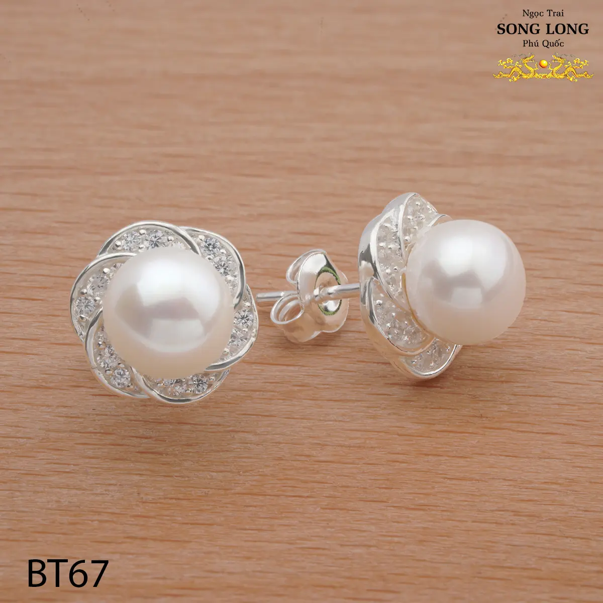 [BT67] Bông tai Ngọc trai chốt đẩy xinh xắn, đơn giản