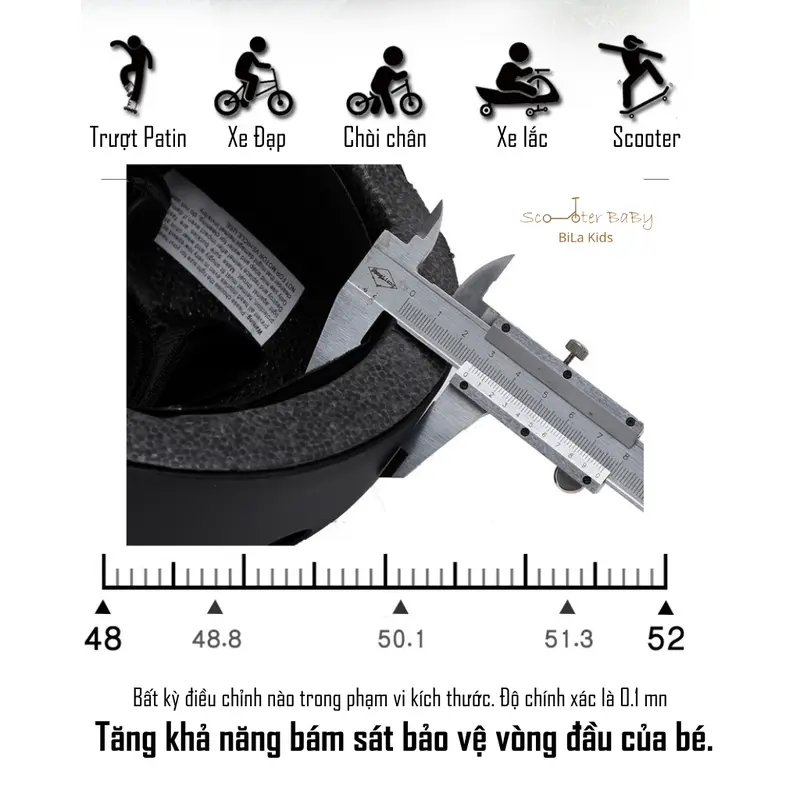 Mũ Bảo Hiểm BILA KIDS Cho Bé Trượt Patin, Đạp Xe Phụ Kiện Học Sinh 3