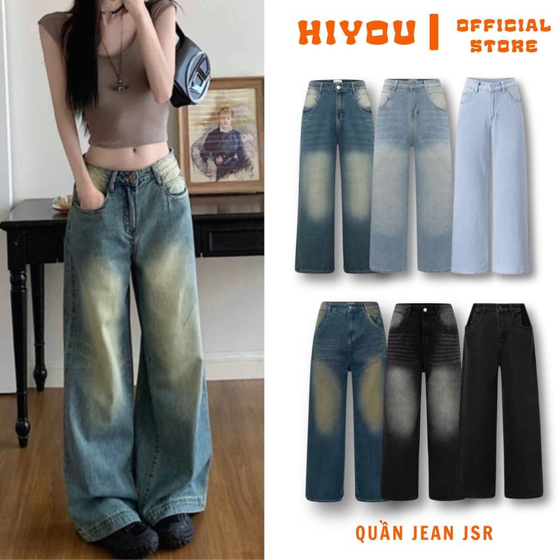 Quần Jeans Ống Suông Rộng JSR Mẫu mới Hottrend; Quần Jean Nam Nữ Wash 8 màu Hiyou Form Thụng Style Hàn Quốc - Women Pants quan jeansuong