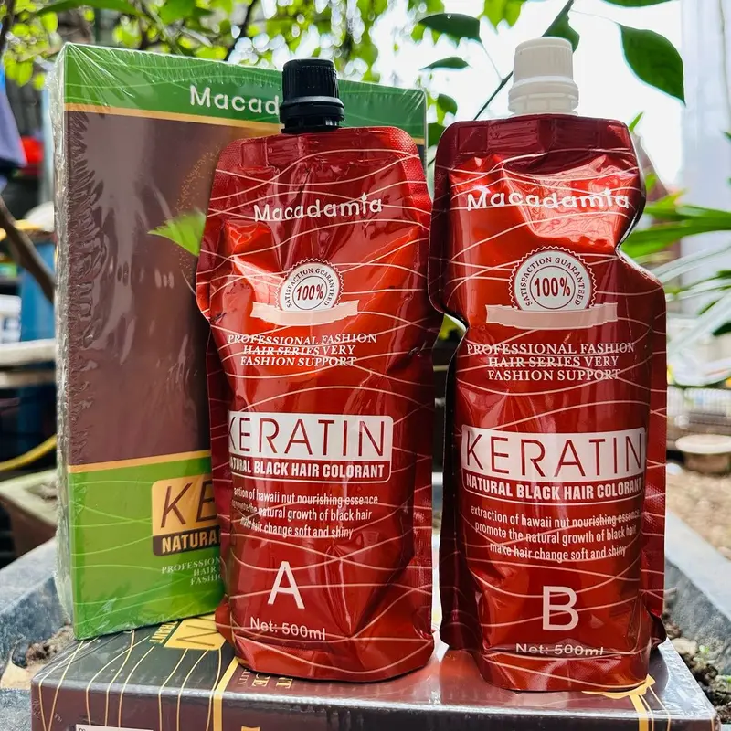 Nhuộm Đen / Nâu Macadamia 500mlx2 ( không dính da đầu) Phủ bạc không dính da đầu Nhuộm đen Keratin Nhuộm đen maca Đổi Màu Tóc Nhuộm Tóc Nữ Women Dưỡng Tóc 3