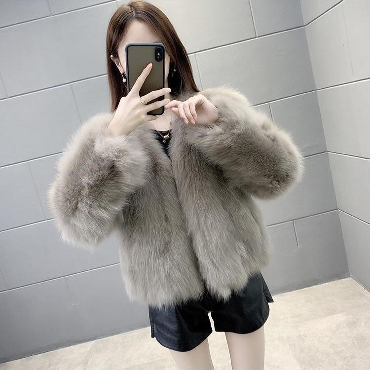 Áo Khoác Lông Cáo Haining Mùa Đông, Dành Cho Nữ, Phong Cách Trẻ Trung, Cổ Chữ V Tích Hợp Lông, Dày Dặn, Phong Cách Hàn Quốc, Phong Cách Phương Tây, Sản Phẩm Bán Chạy Phổ Biến Năm 2024 6