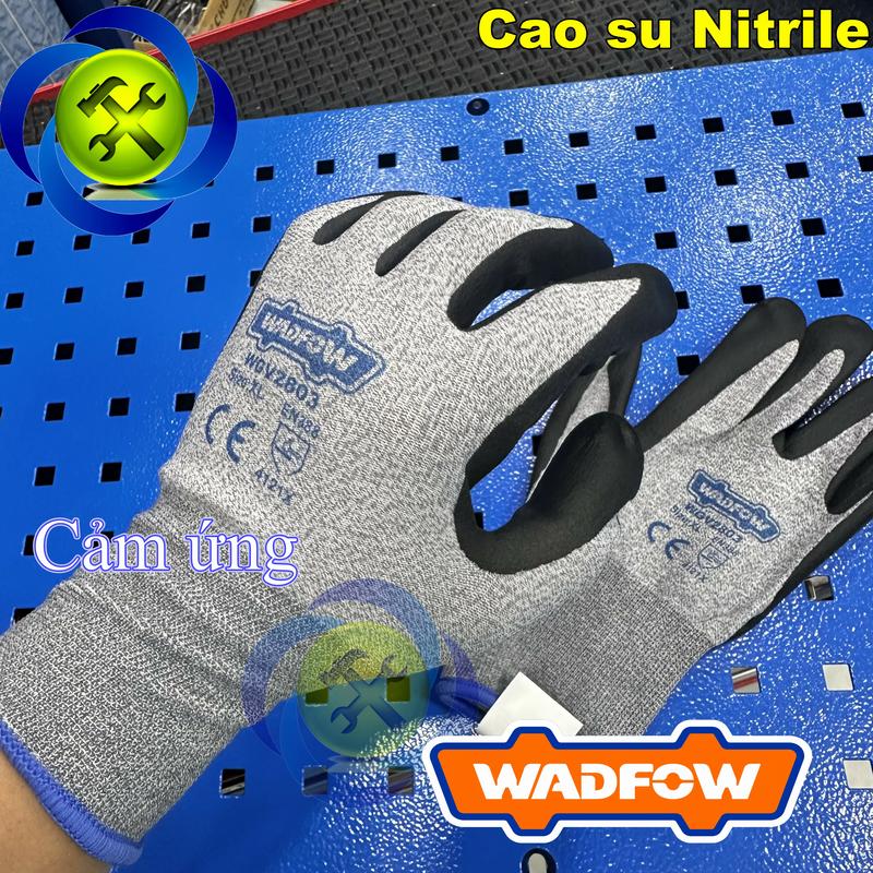 COMBO 2 đôi bao tay cao su Nitrile chống dầu nhớt Wadfow WGV2803 (2 ĐÔI)