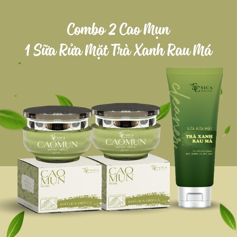 [D42][2 Cao Mụn] Mua 2 Cao Mụn Khổ Qua Diếp Cá Tặng 1 Sữa Rửa Mặt Trà Xanh Rau Má