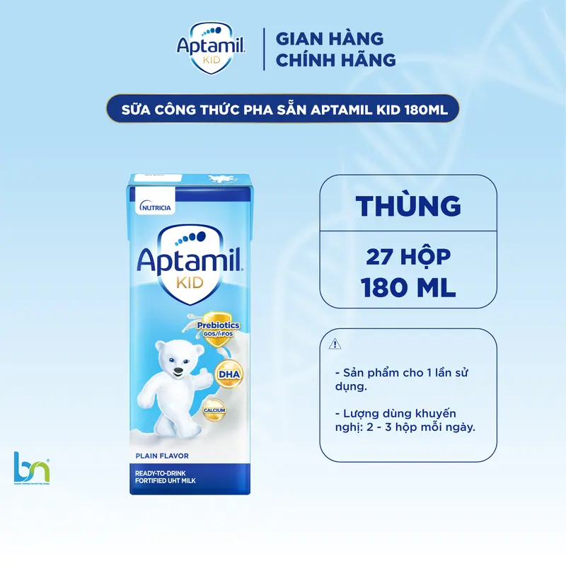 Thùng Sữa Dinh Dưỡng Aptamil pha sẵn Aptamil Gold 180ml, Aptamil Kid 180ml, Aptamil Kid 110ml cho bé 6