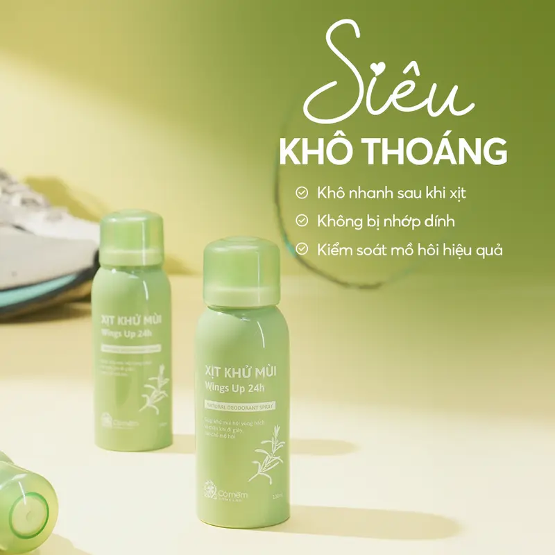 Wings Up Xịt Khử Mùi Cỏ Mềm -  Khử Mùi Hôi Nách Hôi Chân, Mùi Cơ Thể - Khô Thoáng Da - Dùng được cho mẹ bầu, tuổi dậy thì 100ml 2