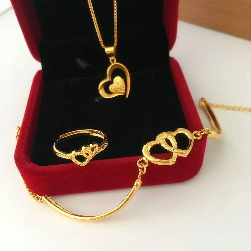 New Korean Style Vietnam Placer Gold Bracelet Women's Copper-Plated Gold Faux Gold Heart-Shaped Bracelet No Color Fading Fight Coins Ornament