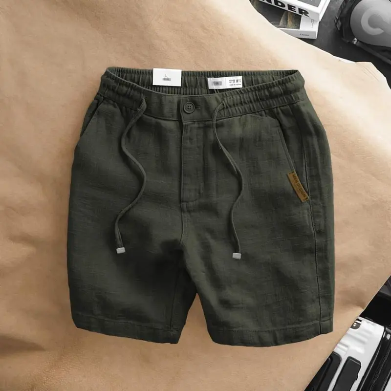 Quần Short Đũi Nam Dây Dút siêu mát - Quần nam đi phố đi biển Menswear Quần Lửng Có Túi Trắng 2