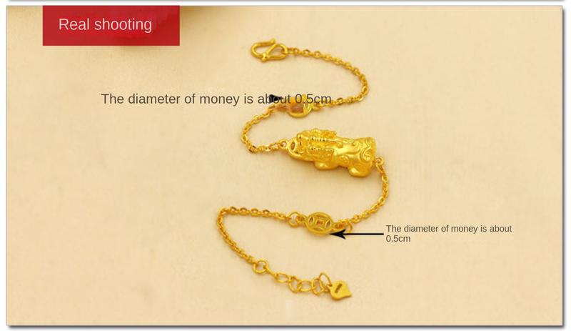 Product Introduction of Brass Gold-Plated 3d Hard Gold Pi Xiu Bracelet Imitation Gold Women's Bracelet Korean Gold-Plated Suit Fashion Beading 34
