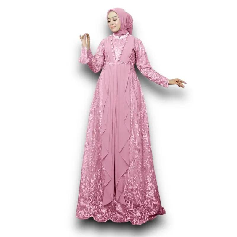 GAMIS MAXI BUSUI VIARA/ TANPA Masker/ KEBAYA BUSUI/ GAMIS PESTA/ GAMIS BUSUI MUSLIM Kombinasi Mutiara Panjang Tile 5