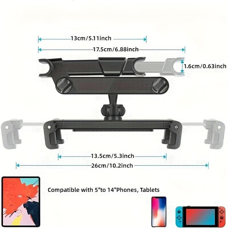 Car Headrest Tablet Mount, 1 Count Car Headrest Phone Holder, Car Phone Holder, Car Phone Hanging Rack, Flexible Adjustable Car Tablet Holder, Car Interior Accessories, Phone Accessories, Car Items 5