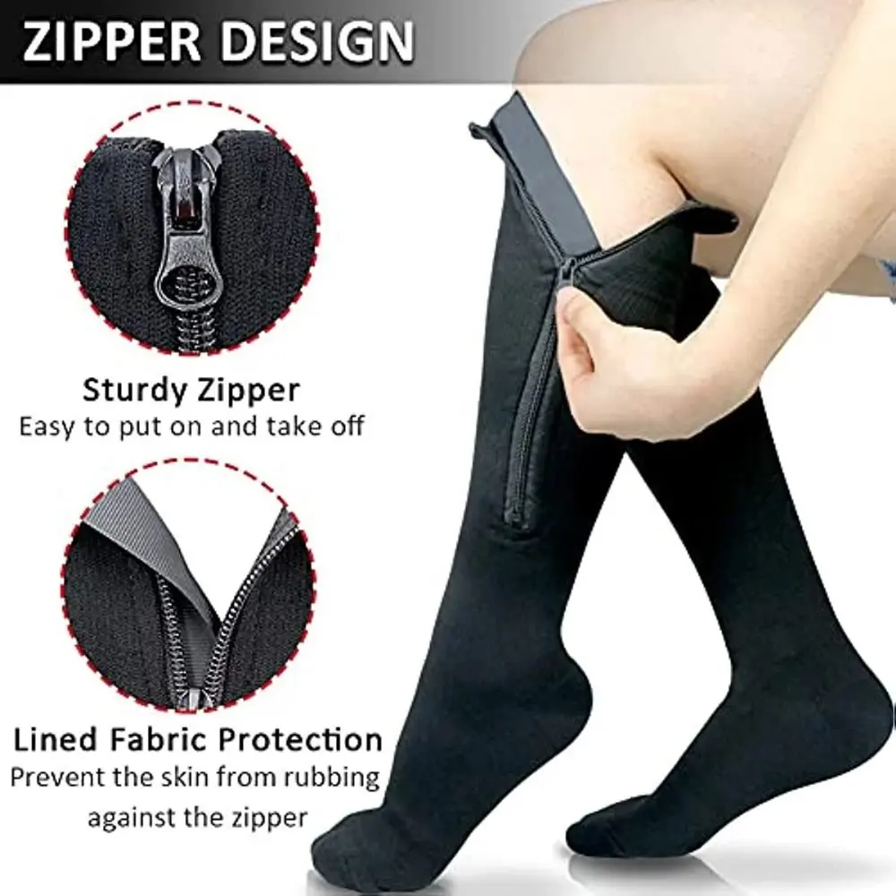 Stockings Compression Zipper Socks Convenient Nylon Closed Toe Elasticity Closed Toe Pressure Socks Calf Stretch Socks Colour of Skin Varicose Veins Socks for Varicose Veins Spandex Womenswear Suits Lingerie Lady Comfort Basic Minimalist