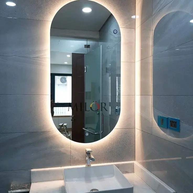 Cermin Kapsul aesthetic oval kaca dinding wastafel  kamar mandi aesthetic mirror 60x40