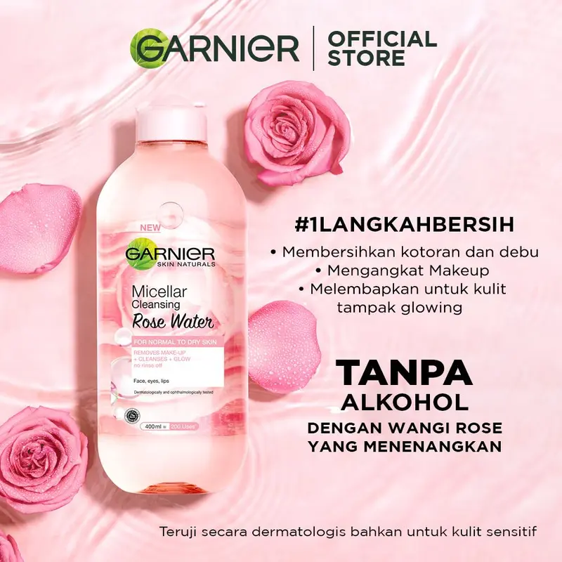 [BUY 2 GET 3] Garnier Micellar Water - BEST SELLER (Pink, Rose, Vitamin C, Blue, Biphase) 400 ml - Twin Pack - Make Up Remover - Pembersih Wajah - Kulit Jerawat Acne Brightening Glowing 4