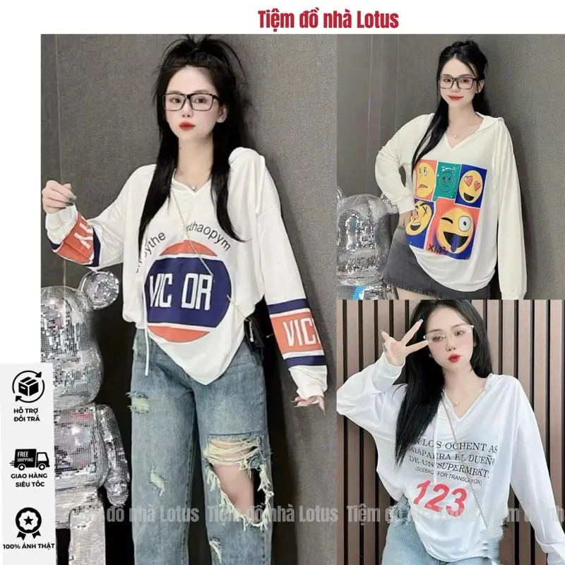 Áo phông giấy sweater có mũ chất THUN GIẤY NẶNG TAY NHƯNG MỎNG (Tiệm đồ nhà Lotus) xinh