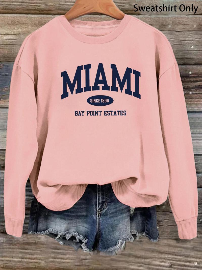 Product Introduction of Women's Letter Print Drop Shoulder Sweatshirt, Casual Long Sleeve Round Neck Pullover For Daily Wear, Ladies Clothes For All Seasons 5