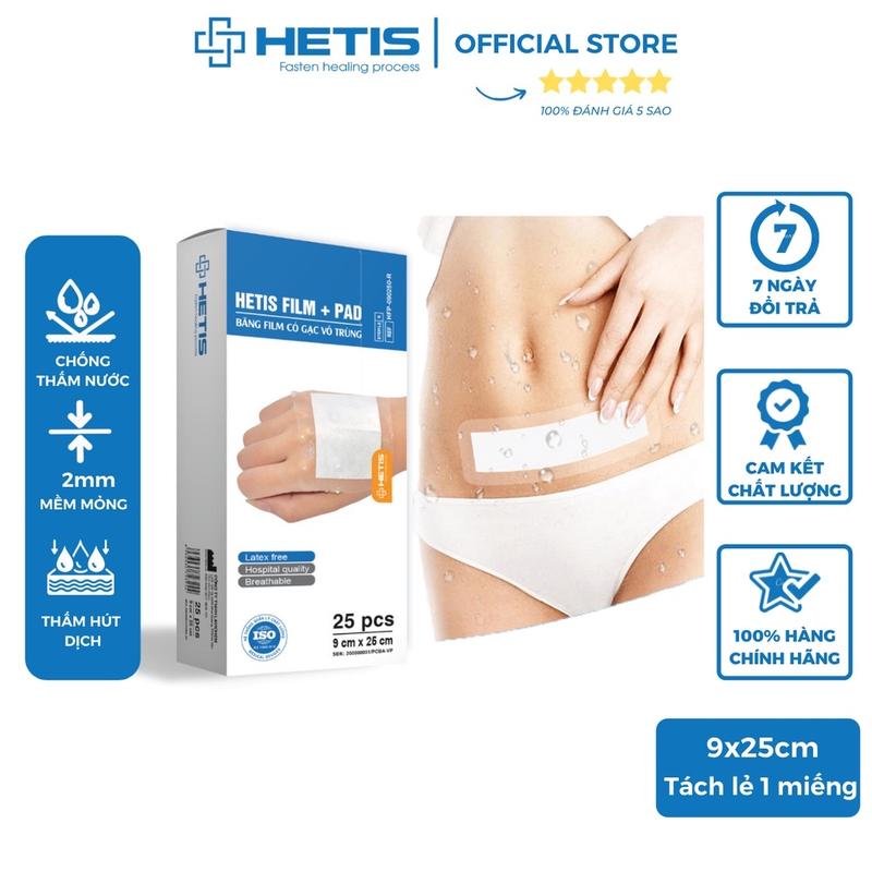 Miếng dán chống thấm nước cho mẹ sau sinh mổ HETIS FILM PAD 9x20cm