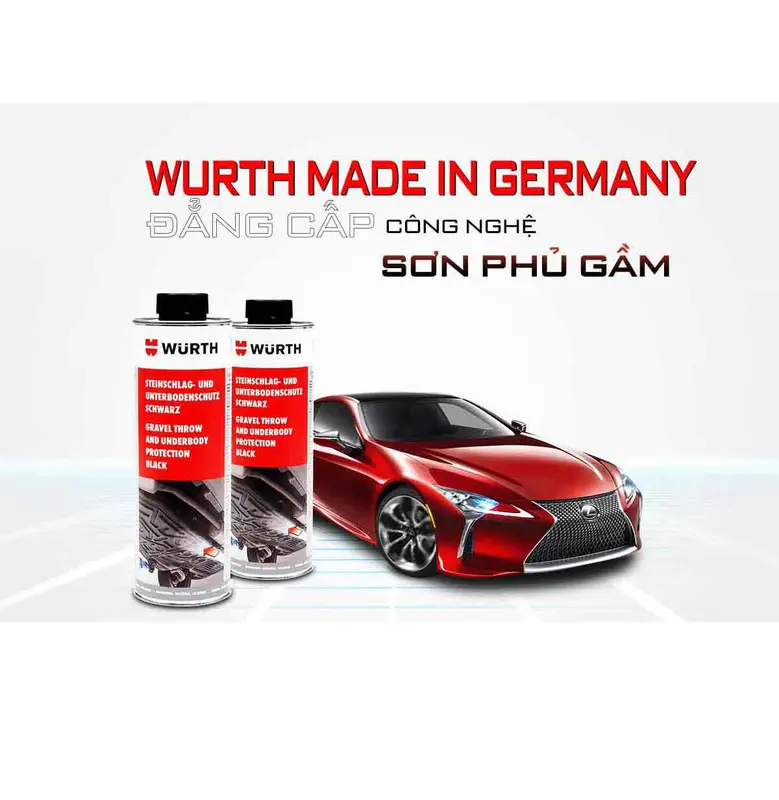 Sơn phủ gầm Ô Tô Cao Su Non WURTH Đức 1000 ml màu Đen chuyên dụng cho gara ô tô 0