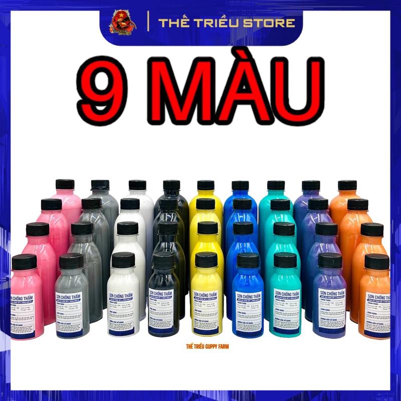 Sơn chống thấm thùng xốp, hồ nuôi cá, sơn đa năng. “TẶNG CỌ QUÉT SƠN” Đủ màu, đủ size ( Xám, Trắng, Hồng, Đen, Xanh, Vàng, Xanh Ngọc, Tím, Cam ) 110ml - 220ml - 330ml - 500ml - 1000ml